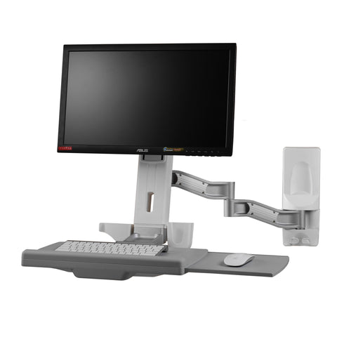 Sit-Stand Spring Arm Wall Mount Computer Workstation Combo System - AMR1WSL