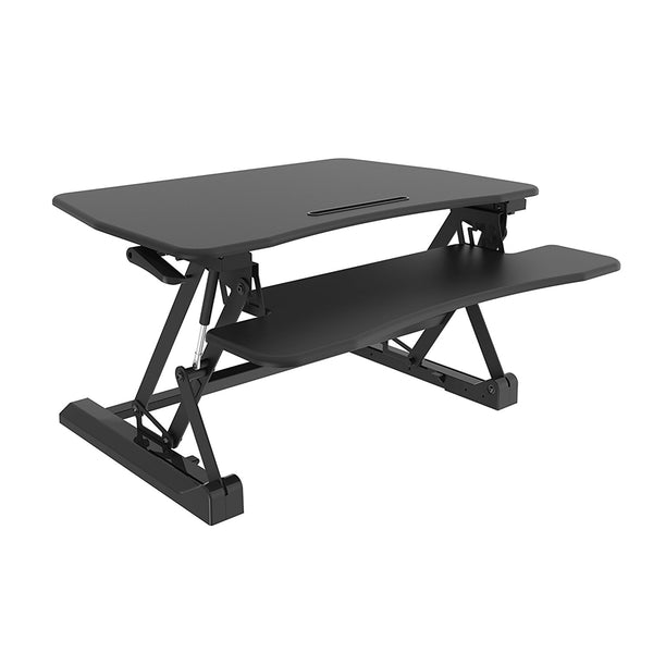 Sit Stand Desk with Keyboard/Mouse Deck (2 Tier) - Black Finish - EZRISERPRO