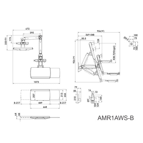 Sit Stand Combo Workstation Wall Mount System (BLACK) - AMR1AWS