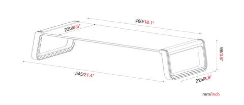 Monitor Riser Shelf with Keyboard Storage Space (White) AMRSR100CW