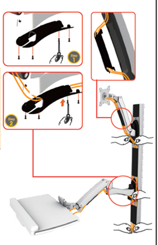 Sit-Stand Combo Workstation Wall Mount System - AMR1AWSV1