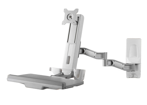 Sit-Stand Spring Arm Wall Mount Computer Workstation Combo System - AMR1WSL