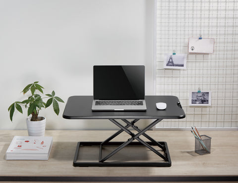 EZUP2619 | Ultra-Slim Height Adjustable Sit/Stand Workstation Desk | Black 26.4" Wide Tabletop | 1.8" Low-Profile Design | Amer Mounts